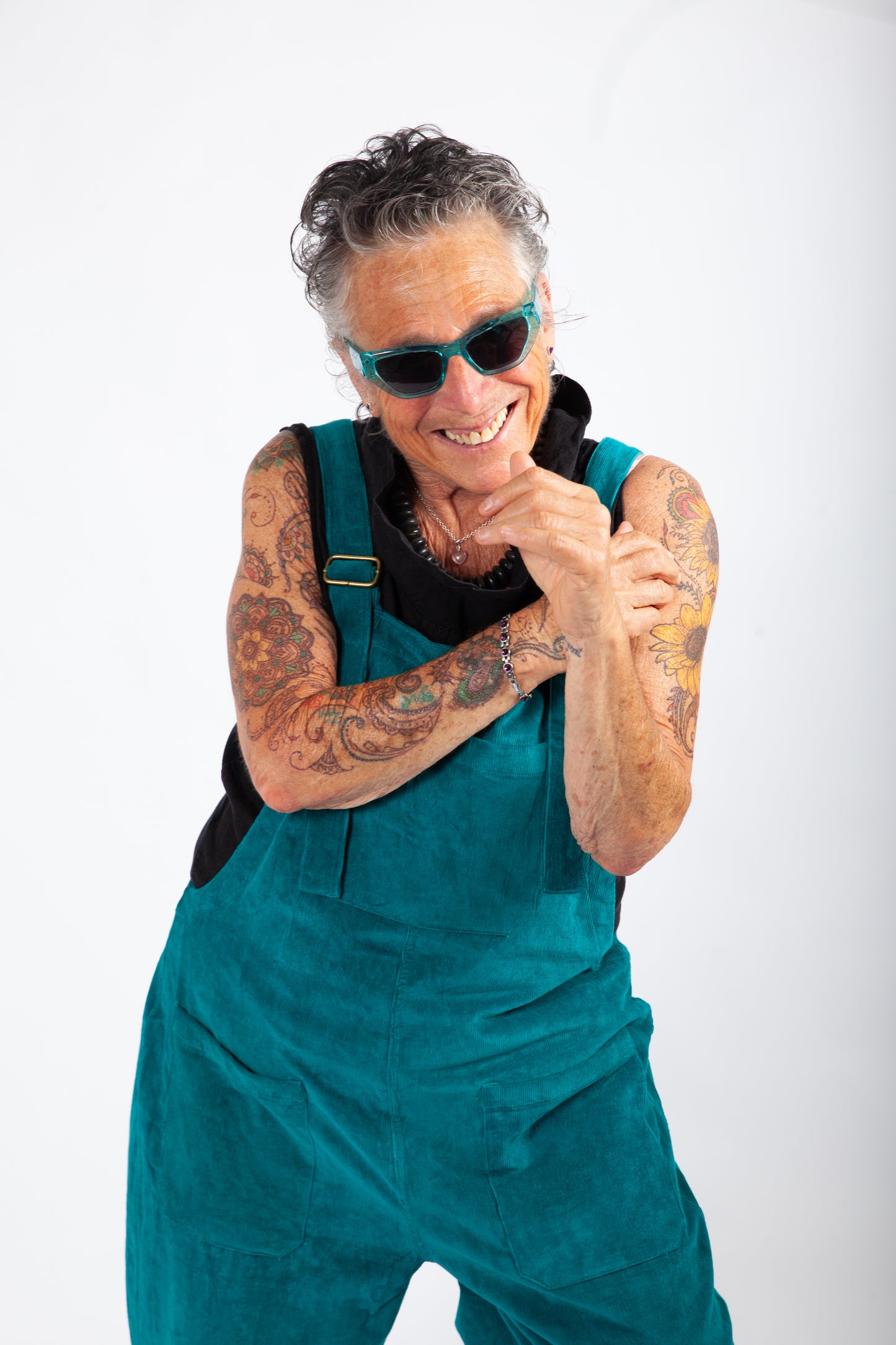 Turquoise Blue Corduroy Dungarees