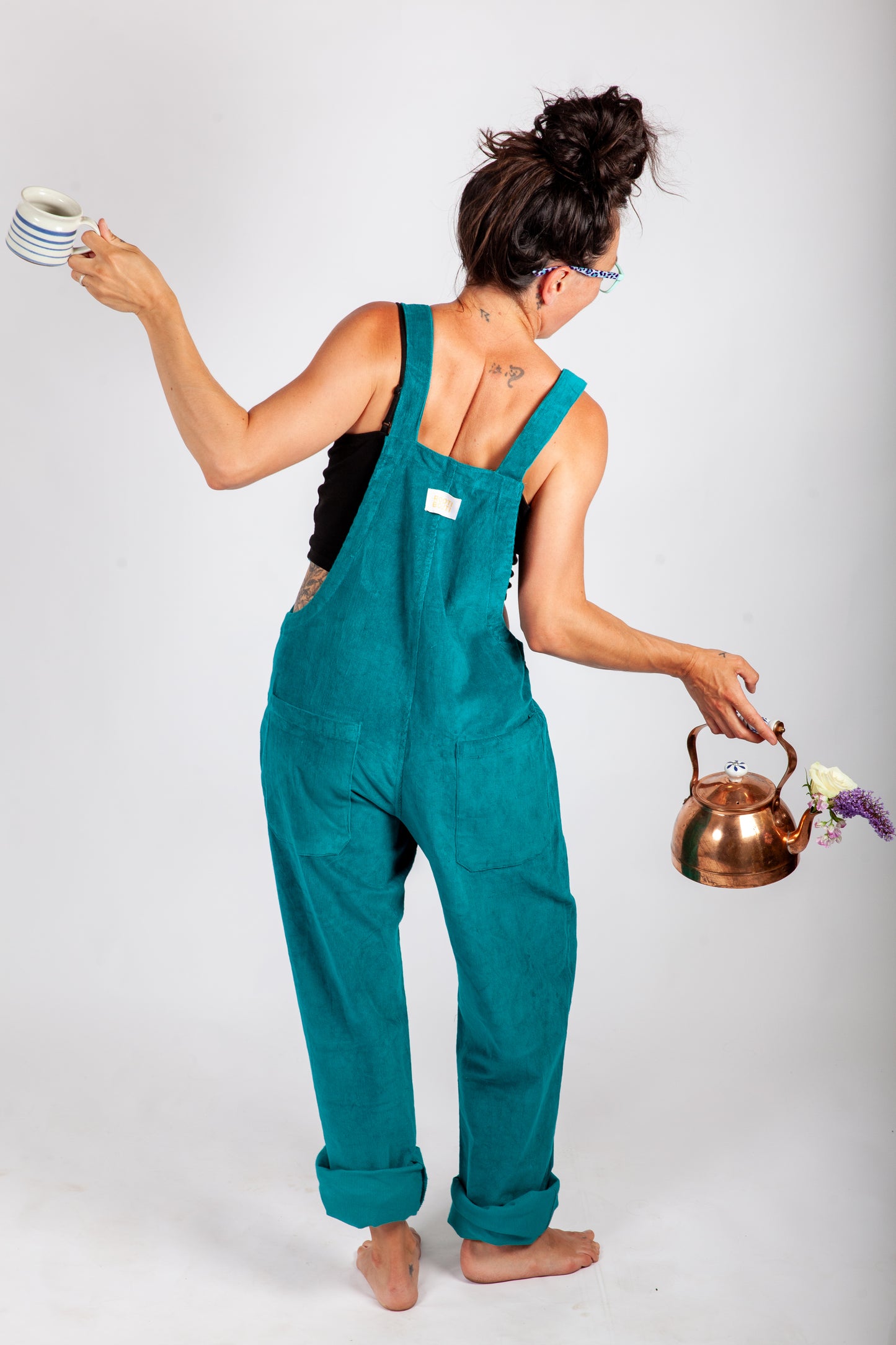Turquoise Blue Corduroy Dungarees