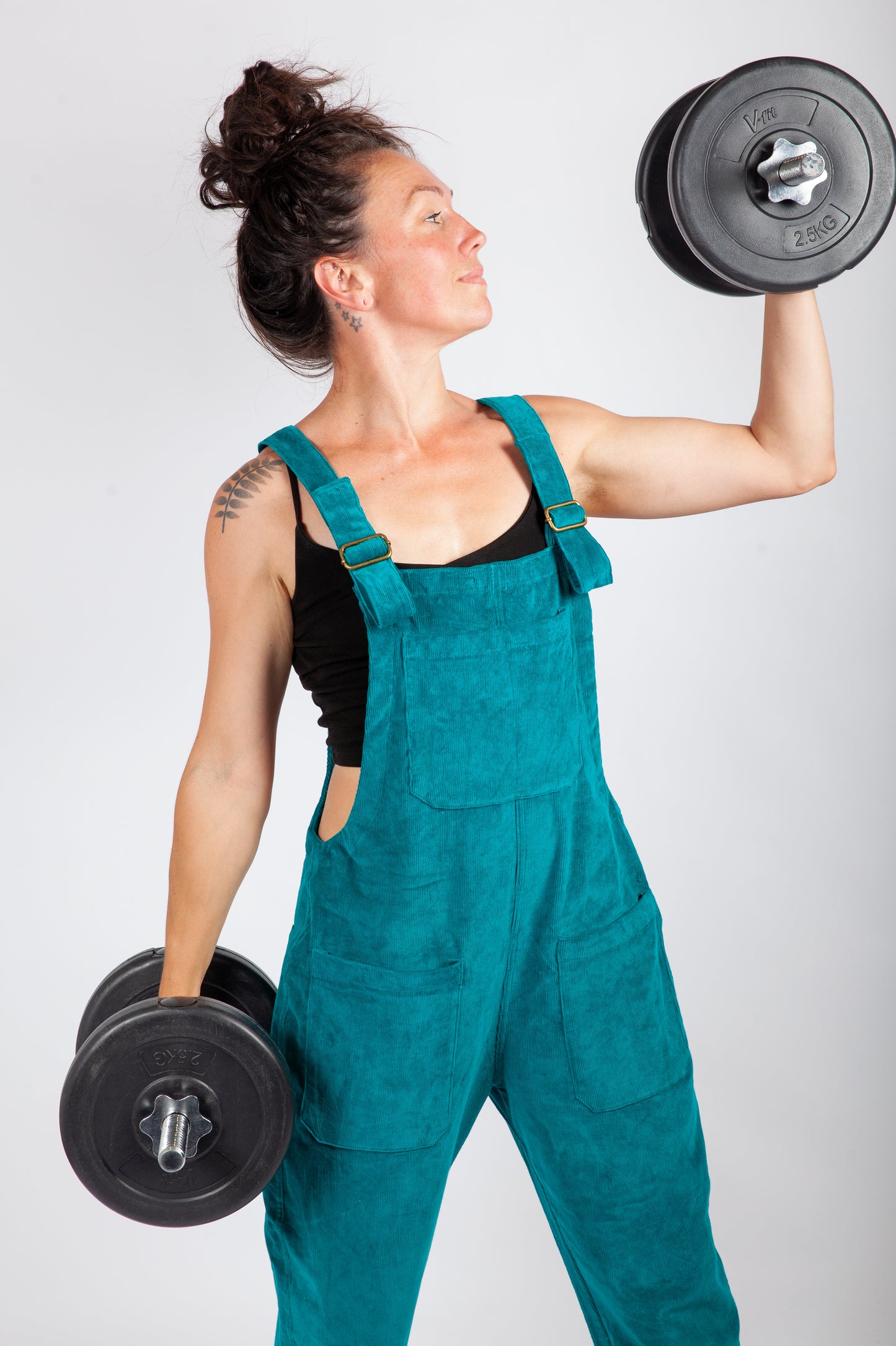Turquoise Blue Corduroy Dungarees