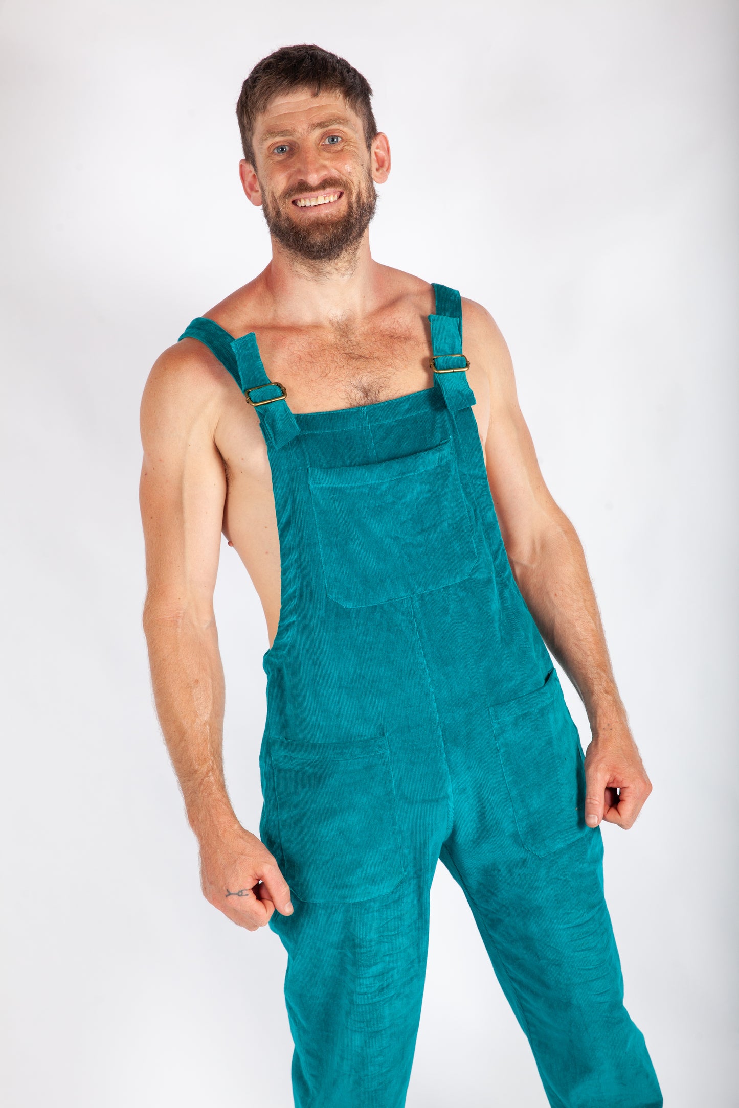 Turquoise Blue Corduroy Dungarees