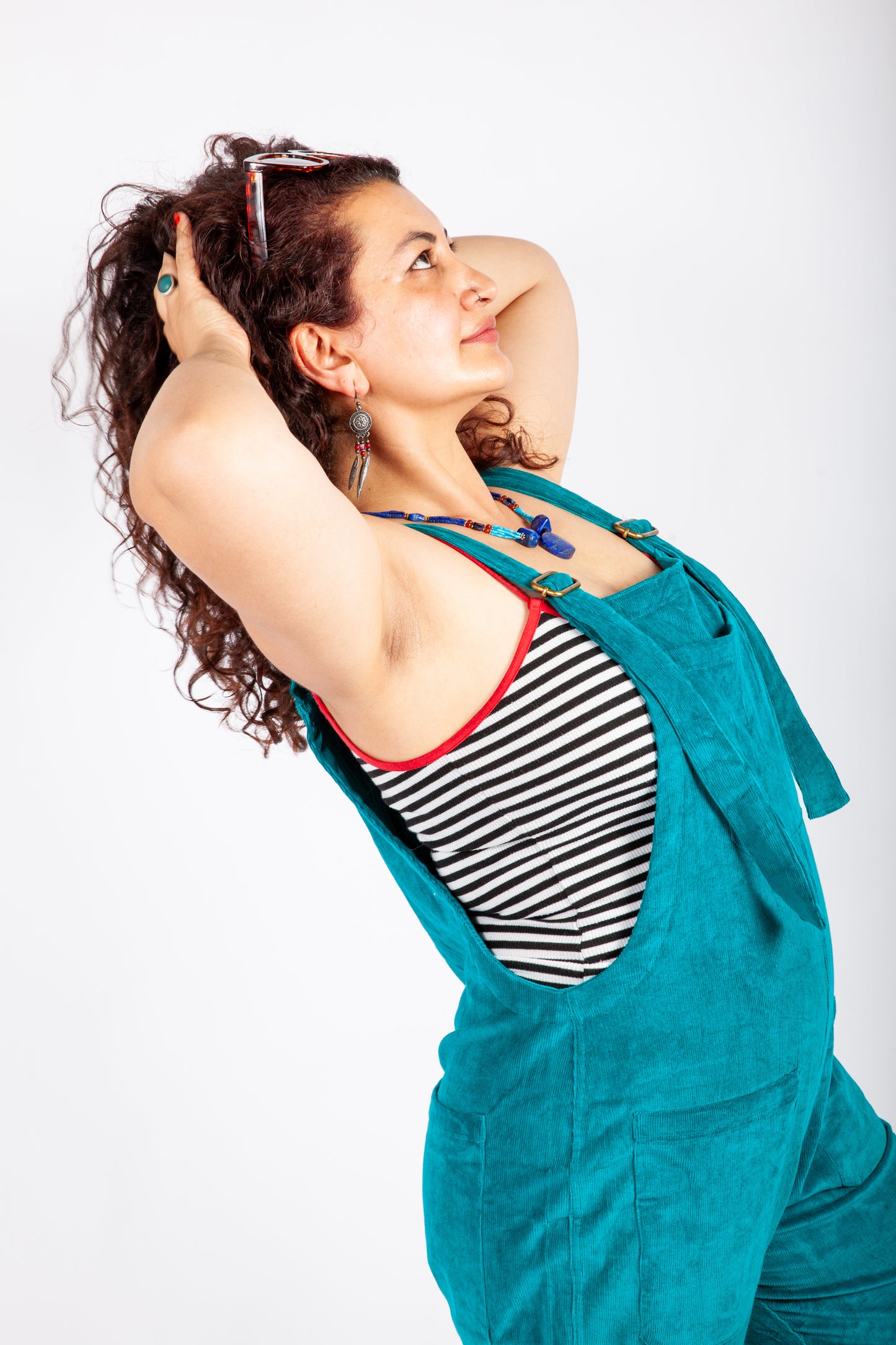 Turquoise Blue Corduroy Dungarees