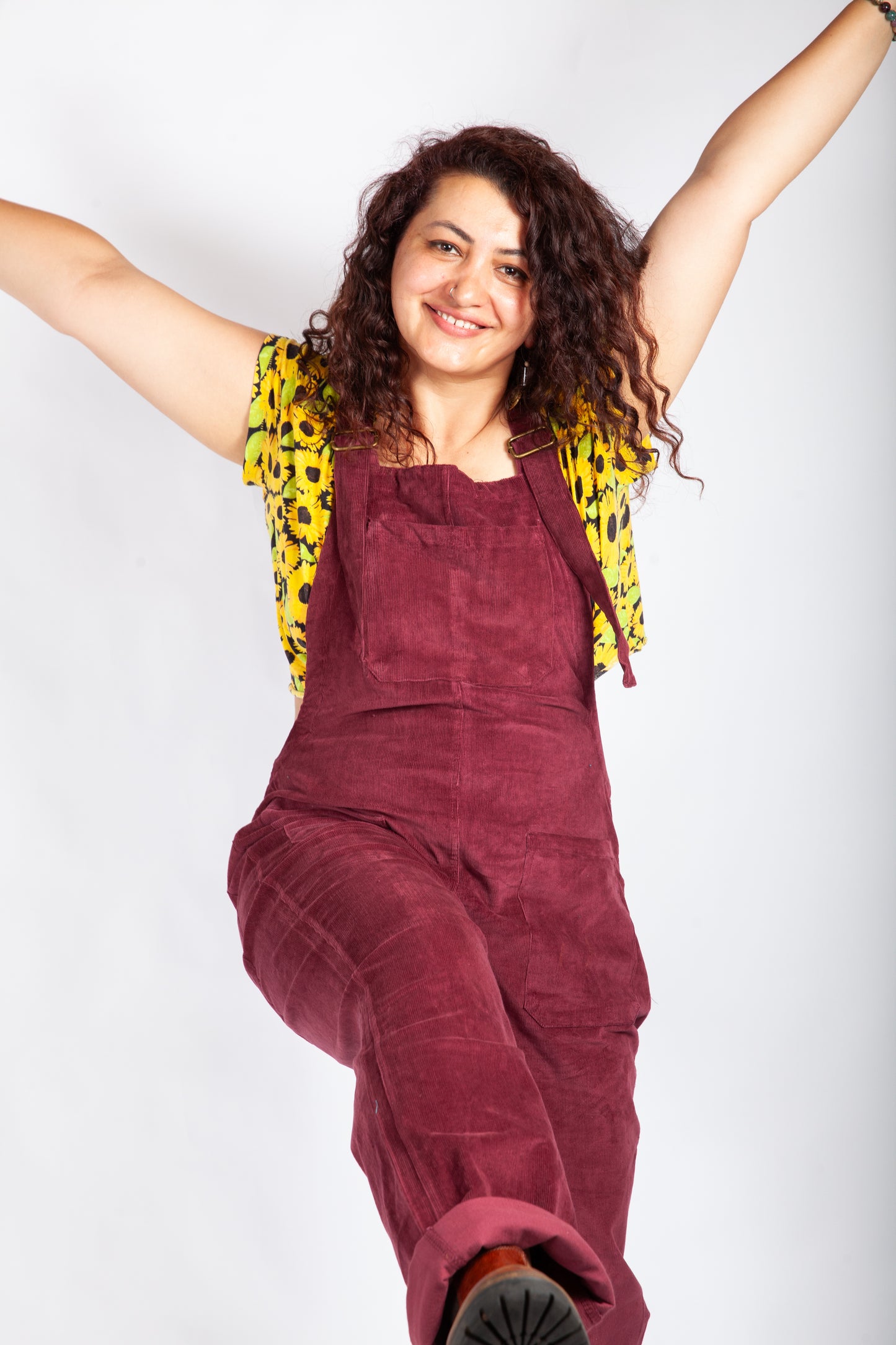 Burgundy Corduroy Dungarees