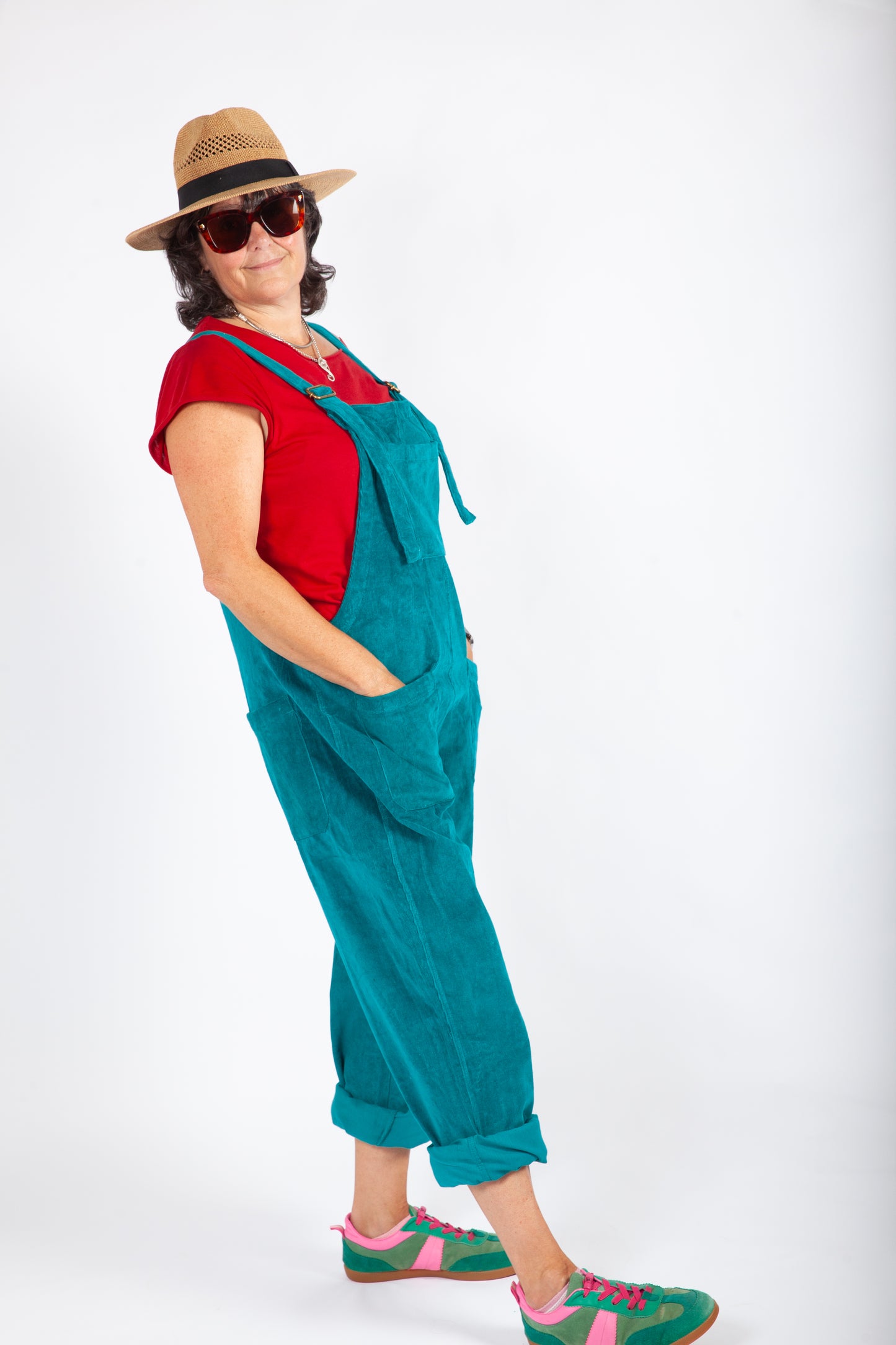 Turquoise Blue Corduroy Dungarees