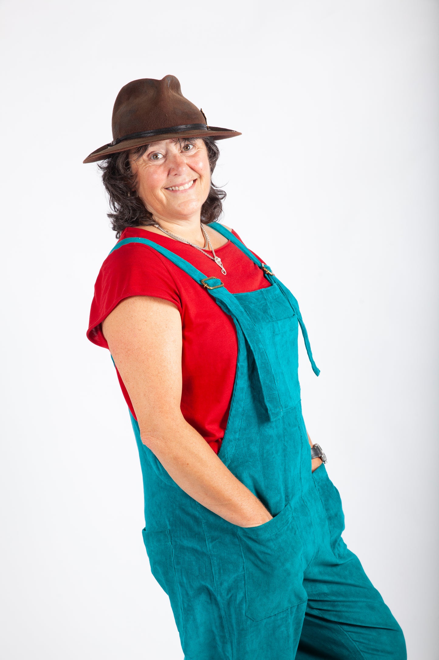 Turquoise Blue Corduroy Dungarees