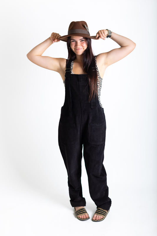 Black Corduroy Dungarees