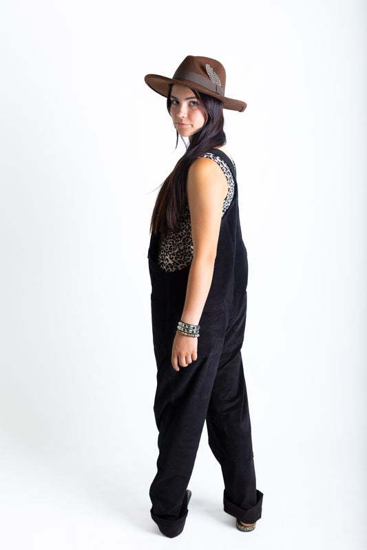 Black Corduroy Dungarees