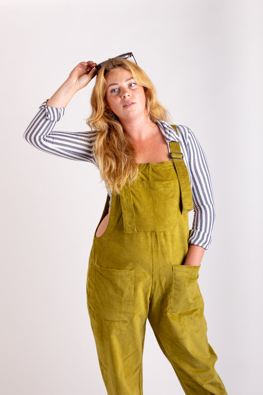 Olive Green Corduroy Dungarees