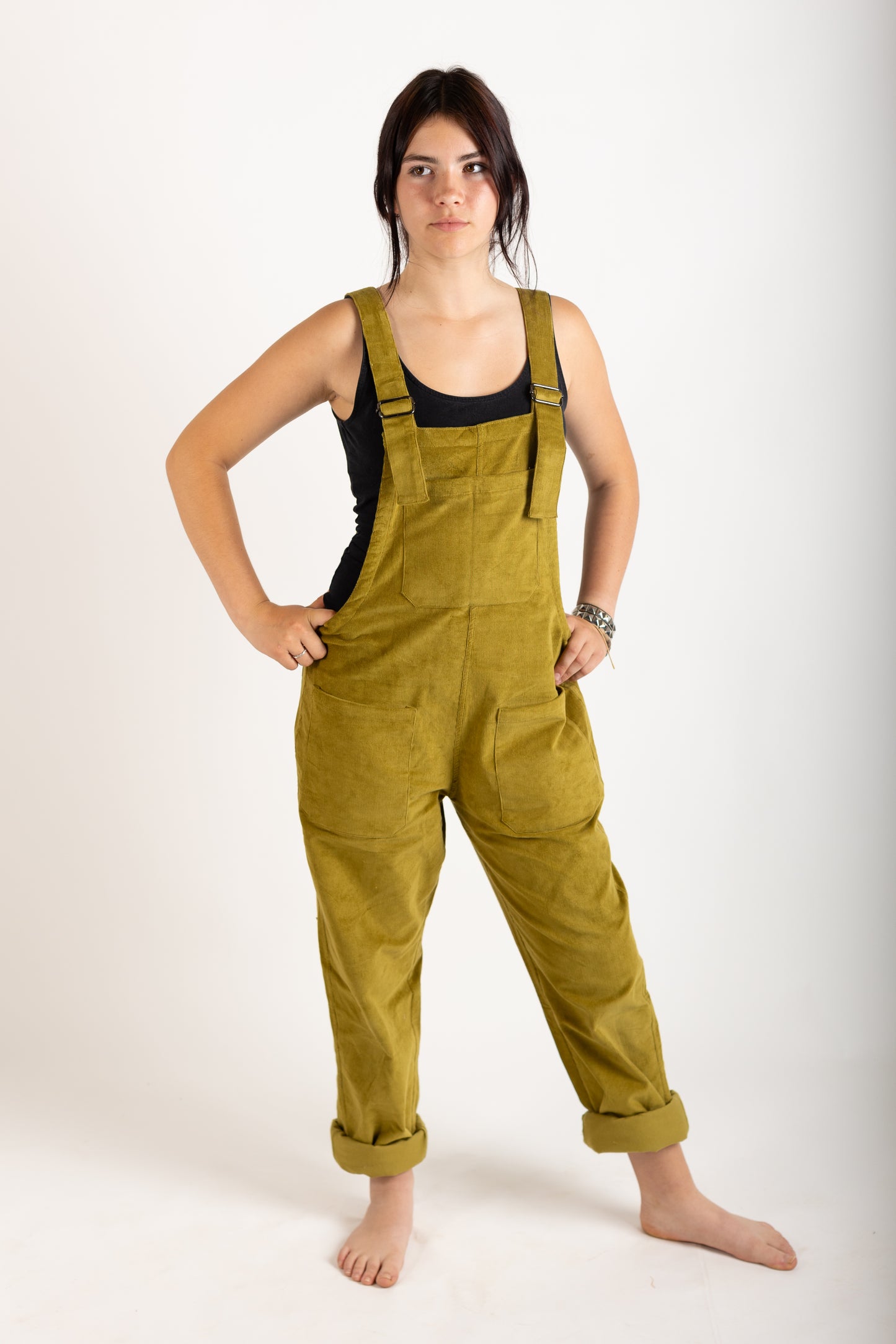 Olive Green Corduroy Dungarees